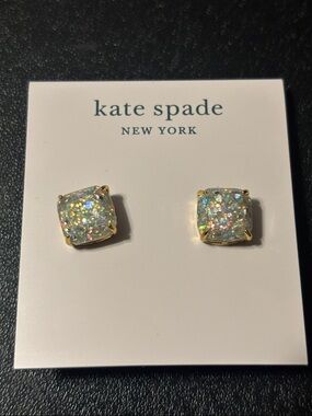 kate spade gold-tone iridescent glitter square stud earrings